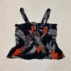 Patrons of Peace Women's Smocked Tank Top Floral Size Large‎ L Blue